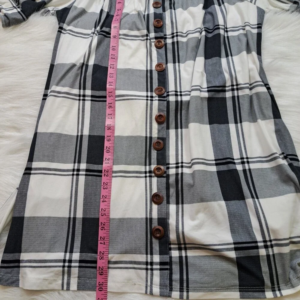 J For Justify Ultrasoft Off Shoulder Plaid Belted Dress 1X - Picture 9 of 9